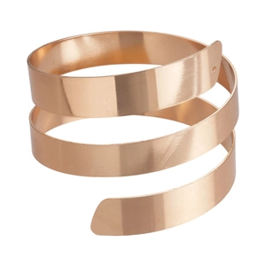 Polished rose gold geometric triple-layer spiral metal cuff bracelet for women