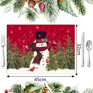 Detailed Christmas placemat with snowman design measuring 45x32cm for festive table decor