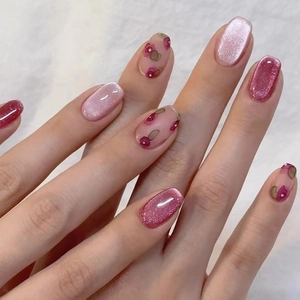 Ongles À Presser Oeil De Chat Floraux En Plastique ABS Motif Lys Calla Faux Ongles Longs Élégants Coffin Pour Femmes