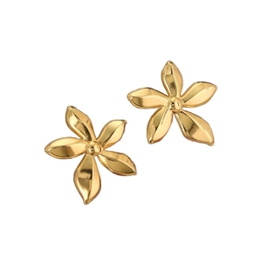 Elegant gold flower stud earrings in high polished stainless steel for women