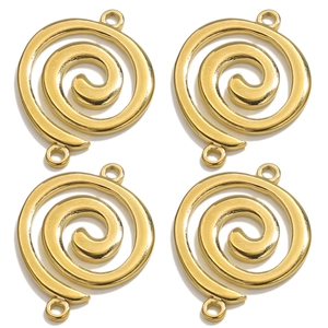 Set of four gold stainless steel spiral vortex charms for DIY necklace making