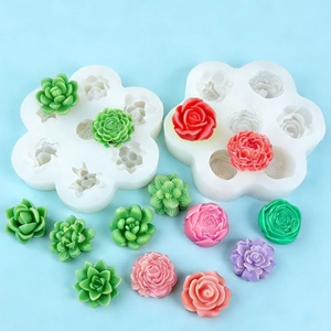 Moule silicone 3D fleurs rose et pivoine pour bougies parfumées et savons DIY