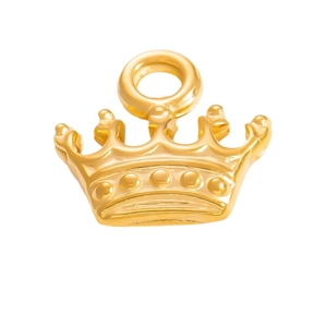 Polished 18k gold crown pendant charm for DIY bracelets and necklaces jewelry making