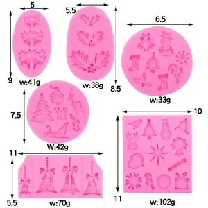 Tableau des tailles détaillé pour moules en silicone de bougies de Noël et cloches