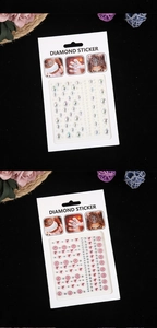 Detailed views of multi-shape rhinestone face stickers with teardrop and heart gems