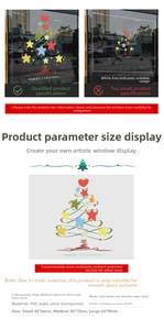 Detail of PVC Christmas tree window stickers showing HD UV printing and double-sided color
