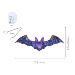 Detailed view of Halloween bat hanging ornament with dimensions 10x3.35 inches and hooks