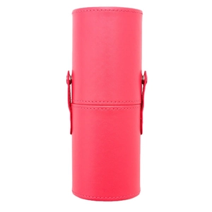 Roter PU-Leder Kosmetikpinselhalter in Zylinderform mit Druckknopfverschluss auf Weiß