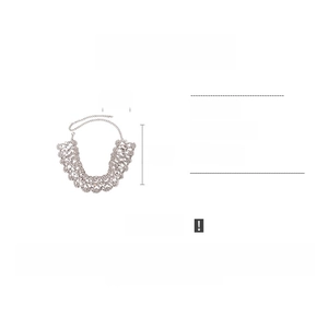 Detail view of rhinestone choker necklace with iron base and wave-like design specs