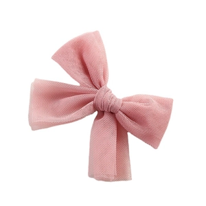Pink mesh bow hair clip for girls with a lightweight butterfly design and a secure metal grip