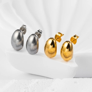 Boucles D'oreilles Puces Goutte D'eau Minimalistes En Acier Inoxydable Plqué Or 18K Bijoux Polis Pour Femmes