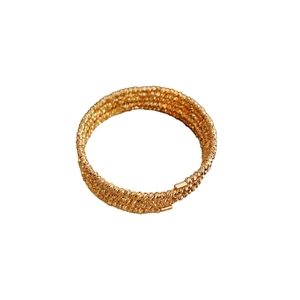 Elegant gold plated multi-layer layered bangle with textured crushed silver design