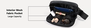 Λεπτομέρεια από τις εσωτερικές διχτυωτές τσέπες και τη μεγάλη χωρητικότητα για τσάντα μέσης