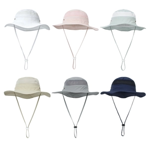 Detail of kids outdoor sun hats with breathable mesh crown and adjustable chin cords