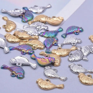 DIY bird-shaped stainless steel pendants in gold, silver and rainbow plating finishes
