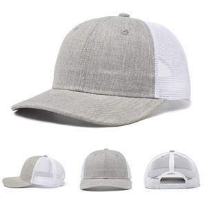 Detail view showing breathable mesh and adjustable plastic snap closure on trucker cap