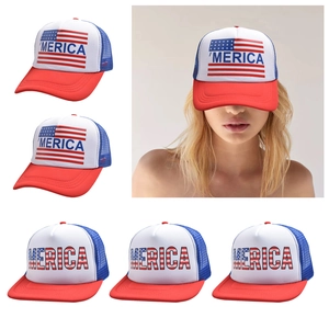 Cappello Trucker Bandiera Americana Baseball Cotone Poliestere Rete Traspirante Snapback Regolabile Stampa Merica Unisex
