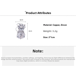 Detailed view of silver zircon ear cuff dimensions 2cm by 1cm and weight 3.2g