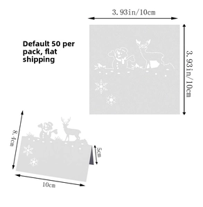 Macro view of white laser cut snowman and reindeer Christmas table place cards