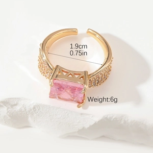 Detail view showing 1.9cm inner diameter and 6g weight of the pink gemstone ring