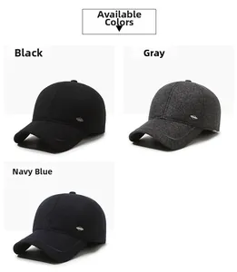 Mens winter baseball caps in black, grey and navy blue with warm ear protection