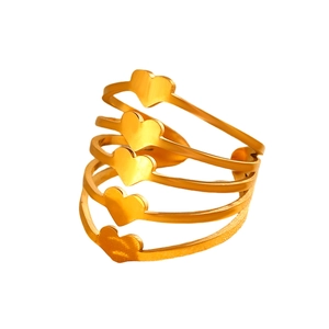 Minimalist gold multi-layer heart ring for women with five stacked bands and matte finish