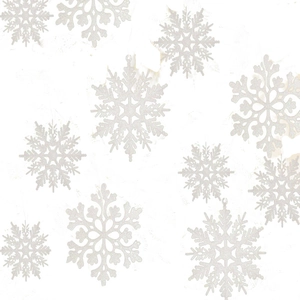 Set of white glittery snowflake ornaments in diverse geometric shapes for Christmas trees