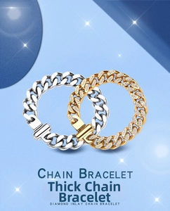 Dettaglio macro della catena cubana lucida argento e bracciale dorato con zirconi