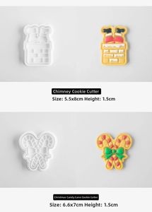 Christmas chimney and candy cane cookie molds set with detailed size dimensions