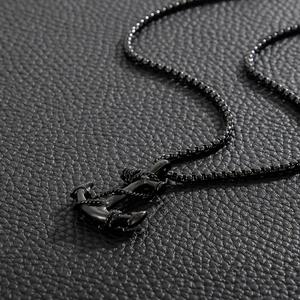 Men Anchor Pendant Necklace Stainless Steel Nautical Sailor Rope Wrapped Punk Rock Vintage Style Jewelry Box Chain