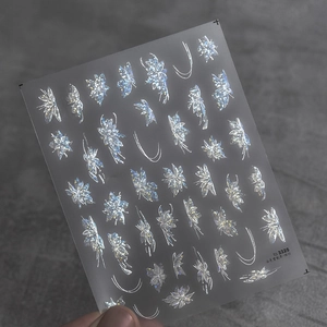 Laser butterfly nail art stickers with iridescent pearlescent effect for manicure decor
