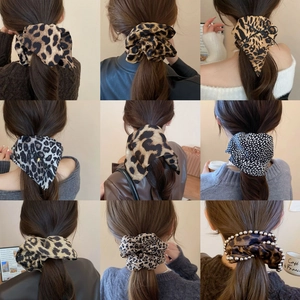 Λεοπάρ Scrunchie Λαστιχάκια Μαλλιών Πλισέ Ελαστικό Σατέν Ύφασμα Ρετρό Μόδα Αξεσουάρ Μαλλιών Για Γυναίκες
