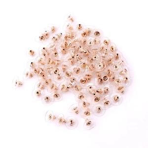 Bulk gold metal and clear silicone rubber earring back stoppers for secure earring support