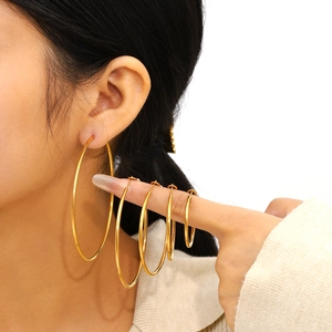 Hoop Earrings Stainless Steel 18K Gold Plated High Polish Minimalist Geometric Fashion Jewelry For Women