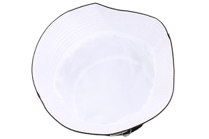 Internal view of women's sun hat showing breathable fabric and silver metal D-ring buckle