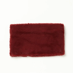 Detailed texture of burgundy faux rabbit fur neck warmer scarf with soft plush finish