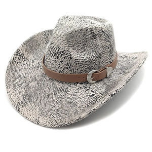 Cappello Da Cowboy Occidentale Tesa Larga Scamosciato Stampa Serpente Tie Dye Retro Jazz Fedora Per Uomo Donna