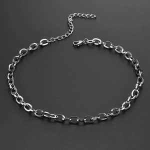 9mm wide stainless steel hip hop chain necklace with oval links and lobster clasp