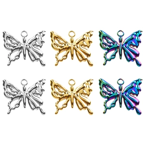 Butterfly Pendant 304 Stainless Steel Hollow DIY Jewelry Making Accessories 18K Gold Plated For Necklace Bracelet