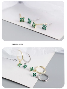 Detailed comparison of sterling silver flower earrings with green emerald gemstones