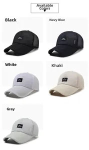 Detail view of breathable mesh baseball caps in five colors with Mount Hood logo