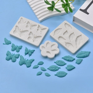 Moules à fondant en silicone fleurs et feuilles pour décoration de gâteau et chocolat