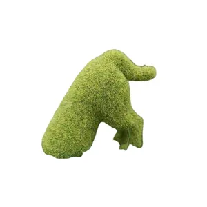 Green flocked puppy garden ornament with realistic grass texture for outdoor decor