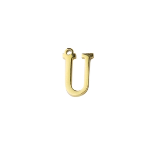 Polished gold stainless steel letter U pendant charm with top loop for DIY necklaces