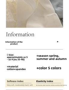 Detailed chart showing cotton blend sock materials and size information for women