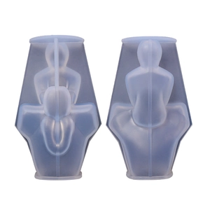 Blue silicone female body shape candle mold for DIY handmade plaster soap and resin art
