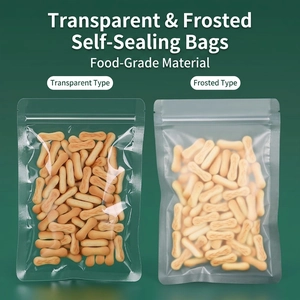 Frosted and transparent food-grade stand-up pouches with secure resealable zippers