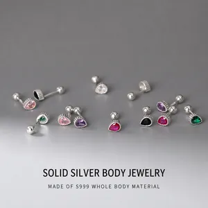 Boucles d'oreilles Clous Goutte d'eau en Argent Fin S999 Strass Fermoir à Vis Petites Boucles d'oreilles Minimalistes Femme Bijoux