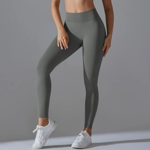 Detailansicht nahtloser High-Waist Yoga-Leggings mit stützendem Kompressionsbund