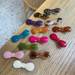 Acetate Bow Hair Clip French Style Jelly Color Duckbill Side Barrette For Women Girls Elegant Small Hairpin Accessory